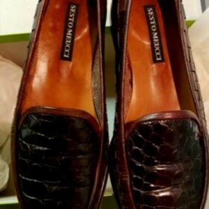 Sesto Meucci Women's Woven Leather Closed Toe Italian Loafers, Brown, Size 6M
